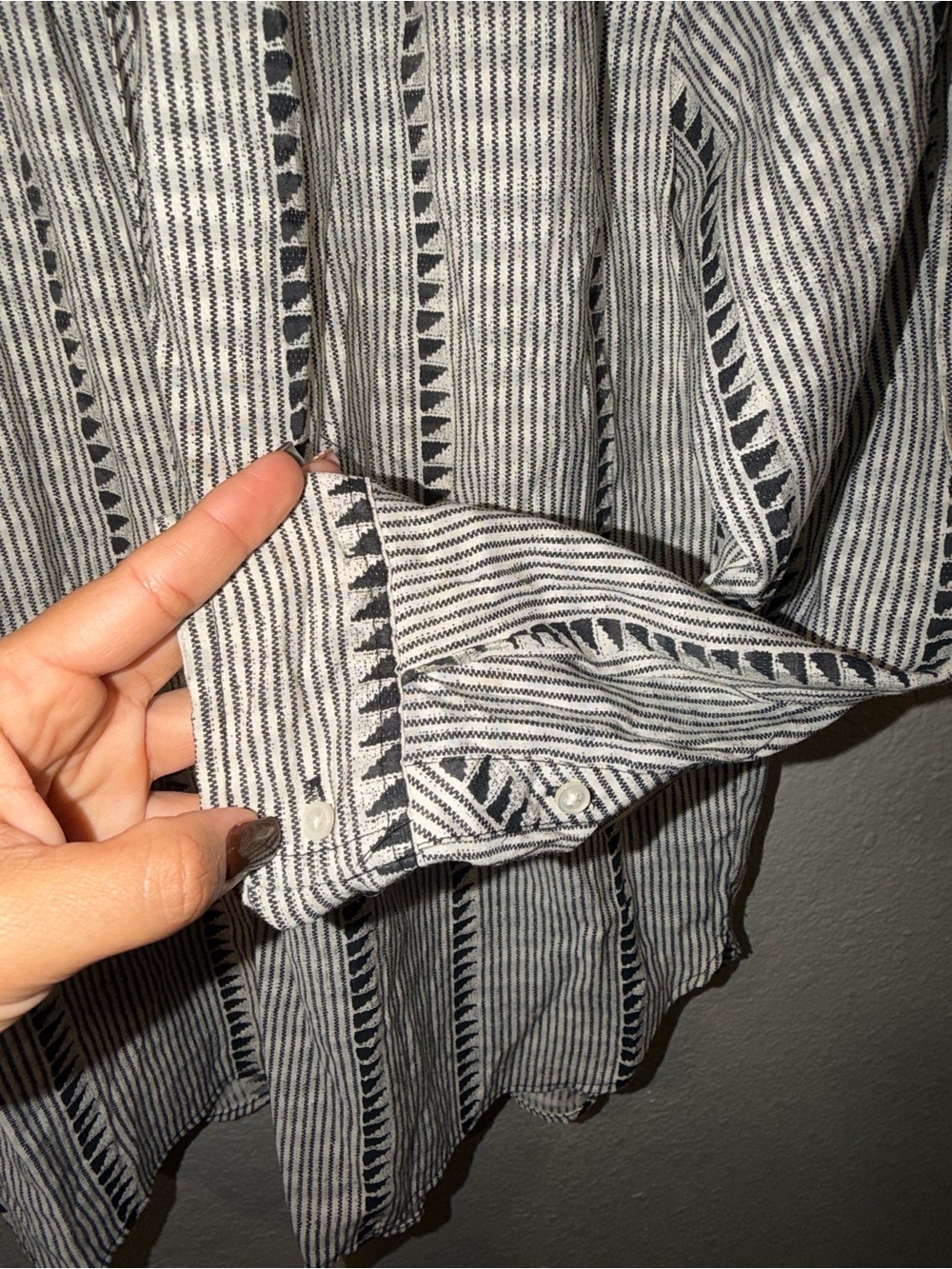 Crew Black & White Striped Ruffle Neck Long Sleeve Blouse Small - Picture 5 of 10